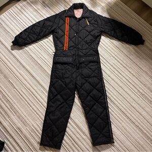 Vintage Snowmobile Suit Black Gold Reflective Mens Medium Vtg Mono Suit Sled